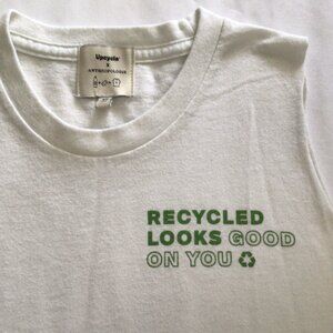 Anthropologie Recycling Tank Top White with Green Sz XS